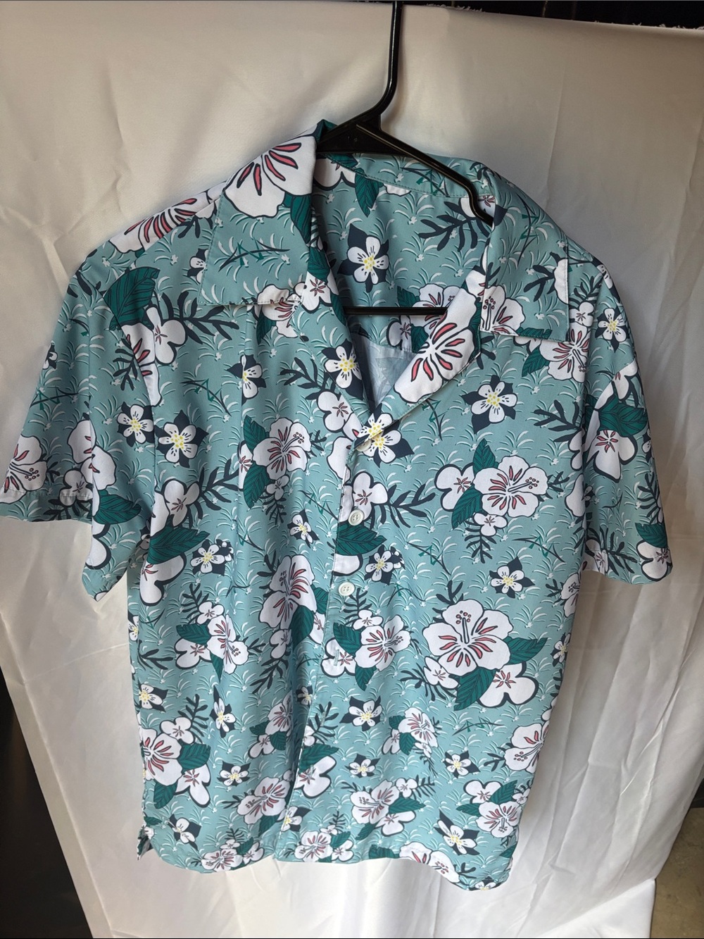 Men's Short-Sleeve Floral Button-Down Shirt - Teal Floral